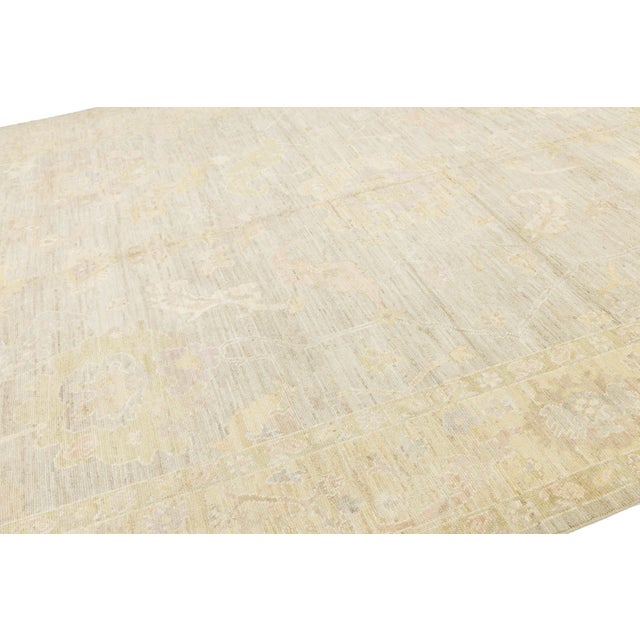 Modern Oushak Style Hand-Knotted Wool Rug - Muted Pastel & Neutral Tones 10x14 For Sale - Image 4 of 11