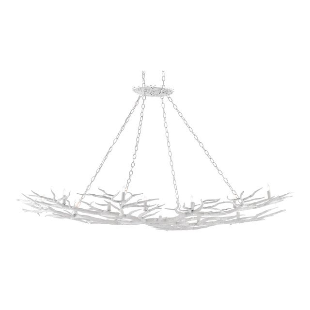 Currey & Company Rainforest Chandelier, White For Sale