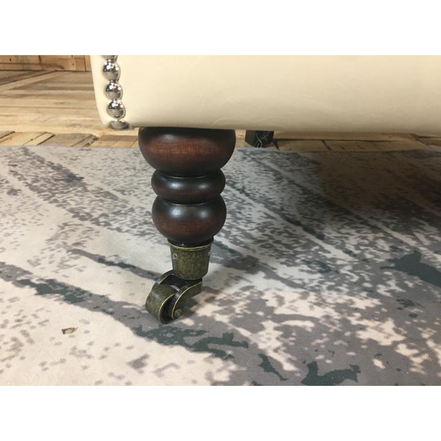 Wood Jhs Wellington Antique Ivory Leather Chair For Sale - Image 7 of 10