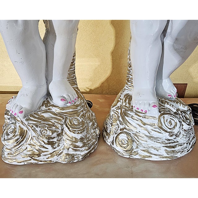 Vintage Hand-Painted Italian Figural Table Lamps, a Pair For Sale - Image 9 of 18
