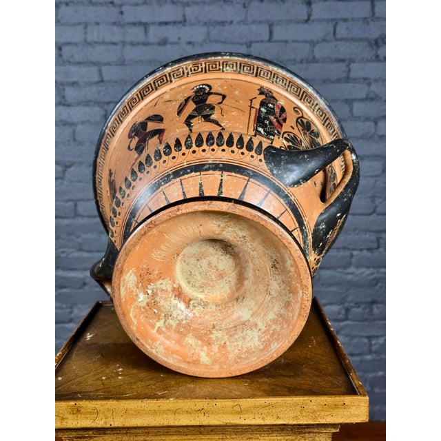 Greek Attic Style Pottery Krater W/Black Figures of Warriors & Dancers For Sale - Image 10 of 13