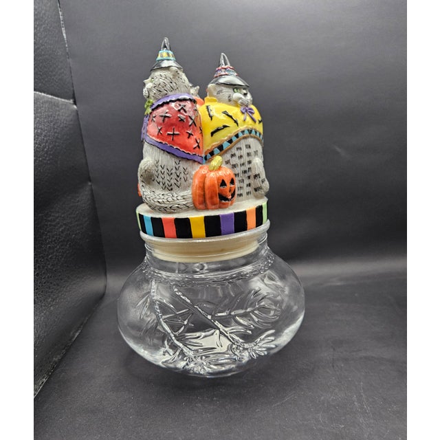 Vintage 1990s Fitz & Floyd Halloween Kitty Witches Candy Canisters Set of 3 For Sale In Monterey, CA - Image 6 of 6