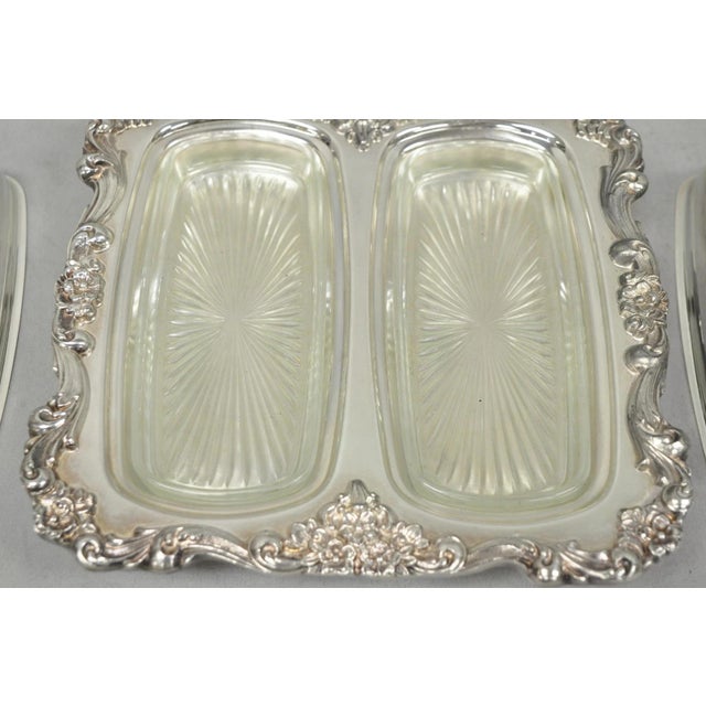 Mid 20th Century Vintage Poole Lancaster Rose Victorian Silver Plated Twin Double Butter Dish For Sale - Image 5 of 16