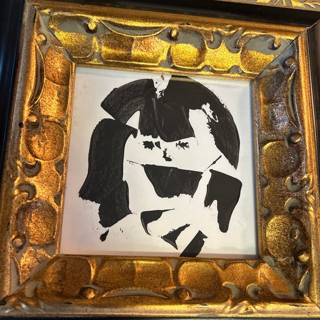 Contemporary original abstract female portrait painting. Measures 6x6 or 12.75x12.75 framed. Check out my shop Robins Egg...