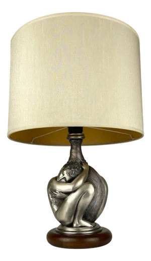 Vintage Silver Man and Woman Table Lamp by Ottaviani, Italy, 1970s