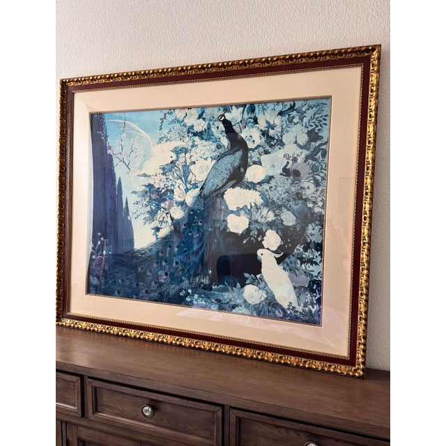 Vintage Oversized Framed Jessie Arms Botke "White Peacock" Print For Sale - Image 11 of 12