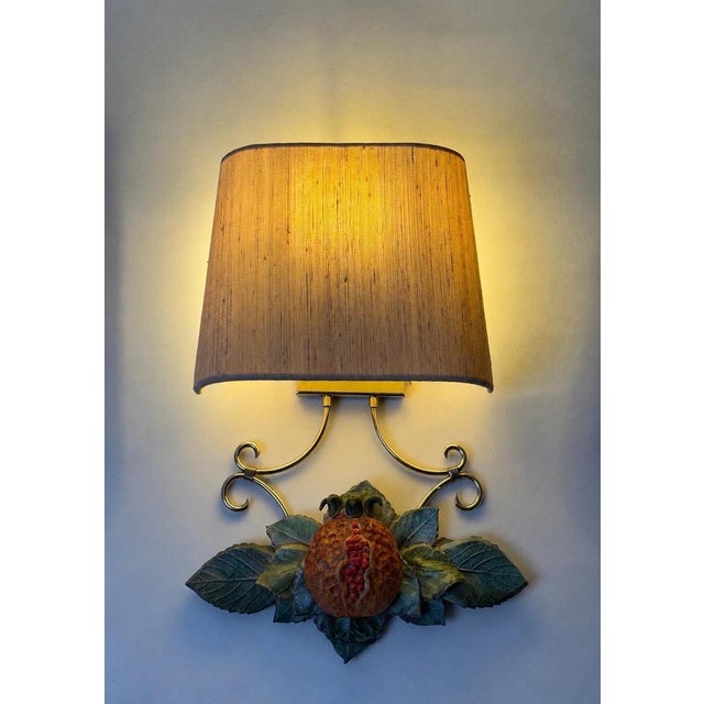 Italian Hand-Painted Pomegranate Sconces, 1970s, Set of 3 For Sale - Image 16 of 17