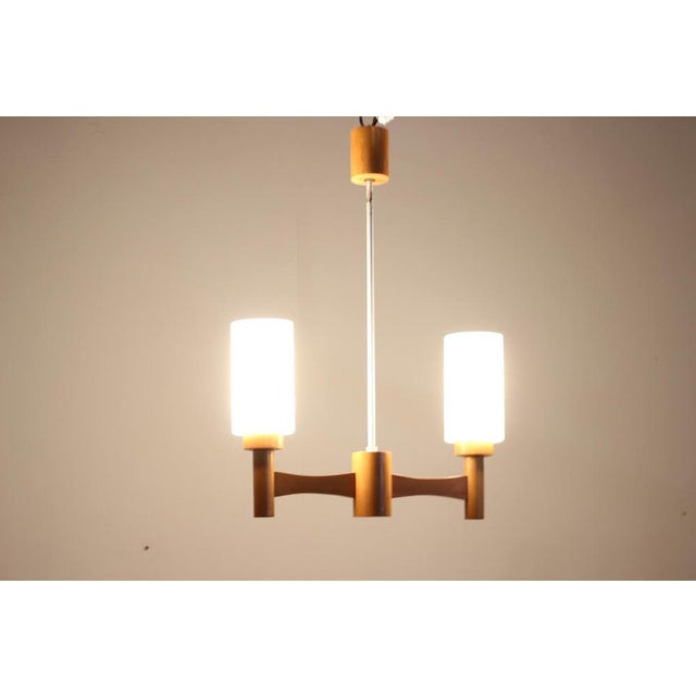 Wood and Glass Pendant Light, Czechoslovakia, 1980s For Sale - Image 10 of 15
