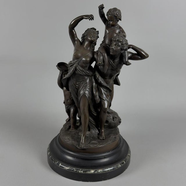 Clodion, The Childhood of Silene, 20th Century, Bronze on Marble Base For Sale - Image 16 of 16