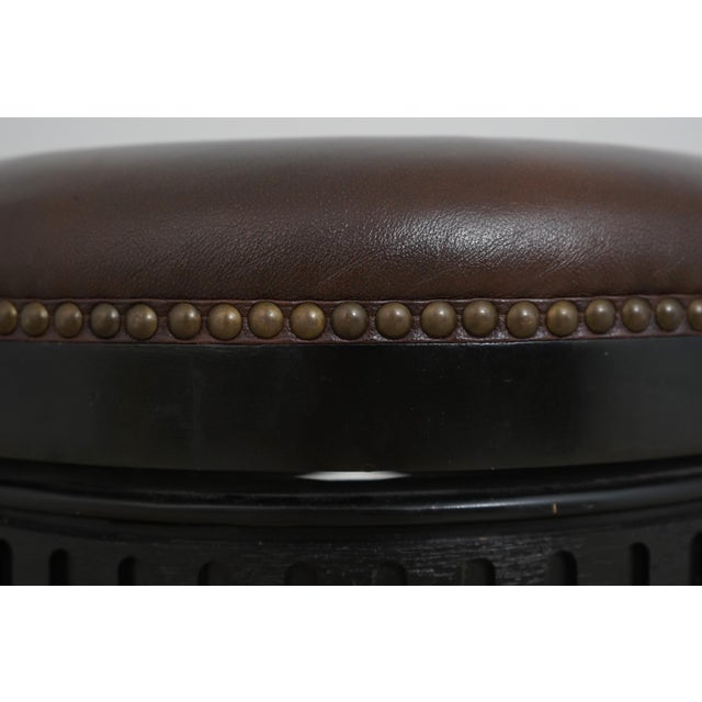Set of 4 Frontgate Leather Counter Stools For Sale - Image 10 of 17