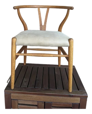 Mid Century 1960's Attributed to Hans Wegner Carl Hanson Oak & Leather Wishbone Chair