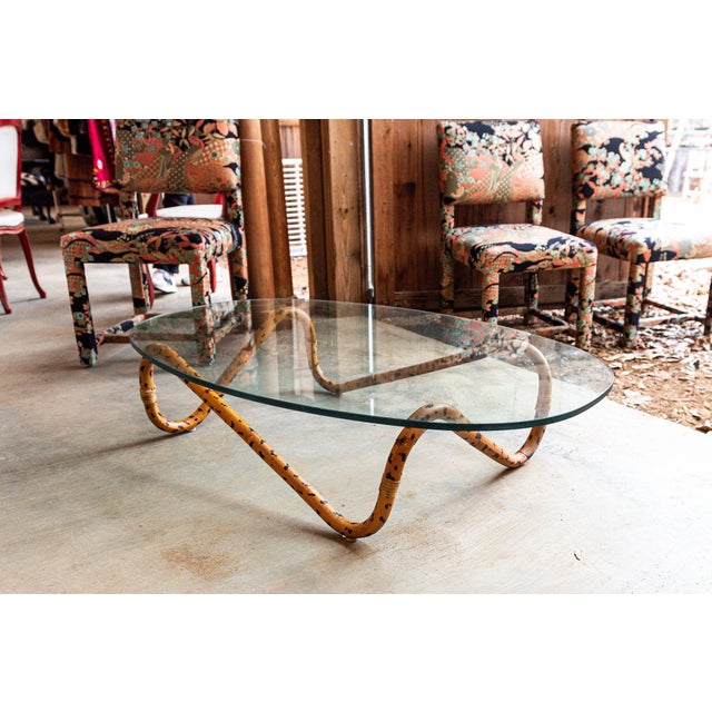 1960s Tortoiseshell Faux Bamboo Coffee Table With Oval Glass Top, Circa 1970 For Sale - Image 5 of 11