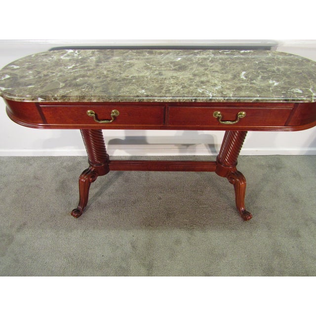 2000 - 2009 Pennsylvania House Solid Cherry Marble Top Console Table For Sale - Image 5 of 10