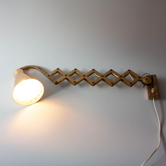 Metal Vintage Scissor Wall Lamp by Karl Lang for Sis, 1960s For Sale - Image 7 of 16