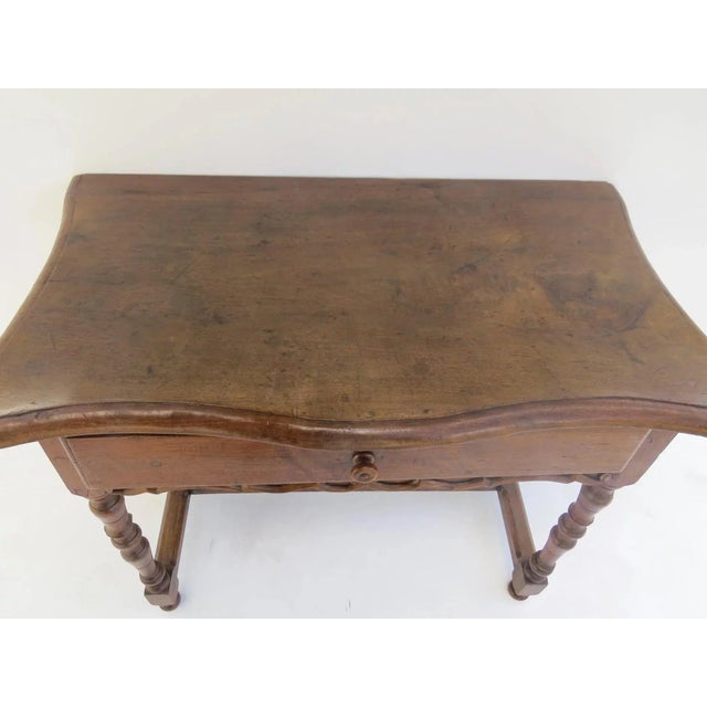 Wood 19th Century French Country Table H Stretcher One Drawer For Sale - Image 7 of 8