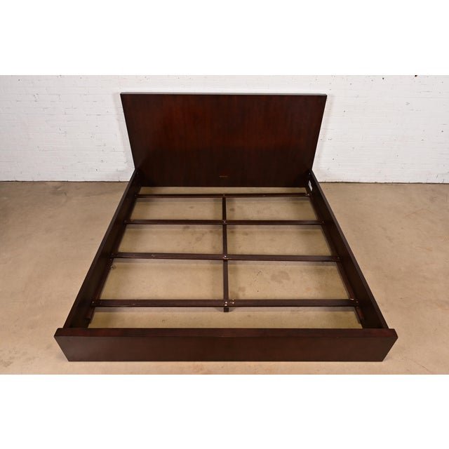 Early 21st Century Ethan Allen Modern Art Deco Mahogany King Size Bed For Sale - Image 5 of 9