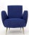 Metal New Navy Blue Upholstery Italian Mid-Century Modern Lounge Chair on Brass Legs For Sale - Image 7 of 12