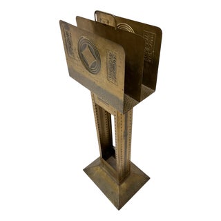 Vienna Secession Patinated Brass Magazine Rack, 1900s For Sale