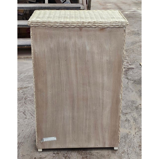 Mid Century Wicker Two-Door Storage Side Cabinet For Sale - Image 4 of 6