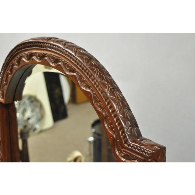 Wellington Carved Mahogany Frame Italian Renaissance Tall Dressing Cheval Mirror For Sale - Image 11 of 14