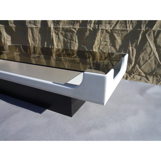 Space Age Coffee Table in Smoked Glass, 1970s For Sale - Image 6 of 7