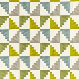 Harlequin Mehari Fabric in Lime/ Harbour/ Stone For Sale