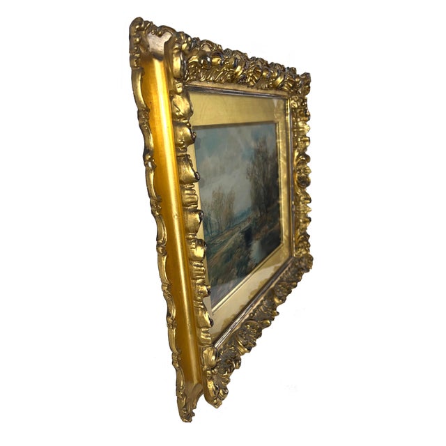 "A Shady Runlet" Stream in Fall New Jersey Watercolor 1878 by William C. Bauer For Sale - Image 9 of 9