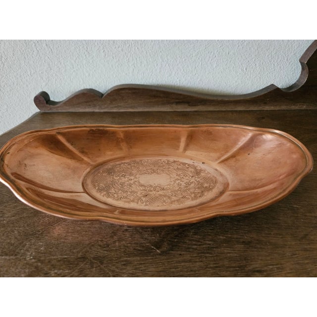 1970s Oval Copper Craft Guild Tray With Floral Etching Chairish
