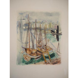 Moïse KISLING, Provence, the sailboats at anchor, Lithograph For Sale