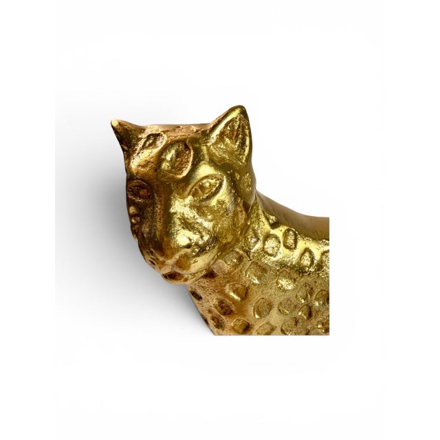 Brass Cheetah Statue on Lucite Stand For Sale - Image 4 of 6