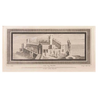 Luigi Aloja, Seascape with Monument and Figures, Etching, 18th Century For Sale