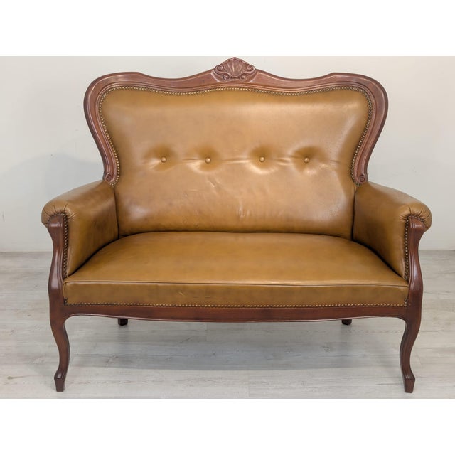 Chippendale Leather Two-Seater Sofa, 1960s For Sale - Image 3 of 17