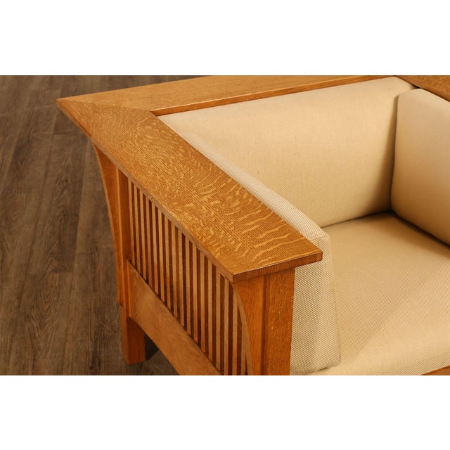 Stickley Mission Collection Prairie Spindle Oak Lounge Chair For Sale In Philadelphia - Image 6 of 18