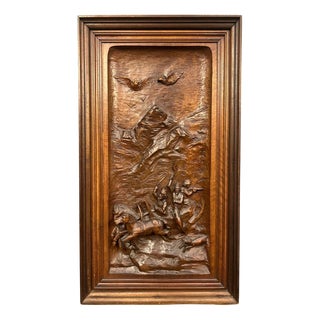 Black Forest Carved Horse Relief Panel with Hunting Scene, Germany, 1880s For Sale