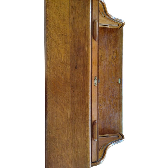 1890's Edwardian Oak Roll Top Desk For Sale - Image 12 of 18
