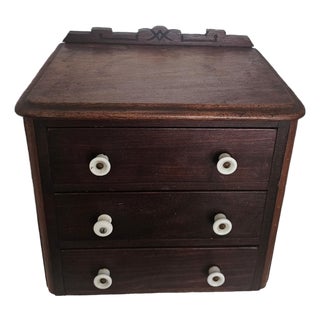 Miniature 1880s Walnut Eastlake 3‑Drawer Chest With Dovetailed Drawers For Sale