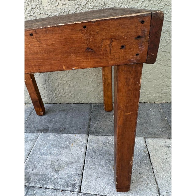 Wood Antique Early 20th Century Handmade Wooden Rustic Farmhouse Style Accent Table/Stool For Sale - Image 7 of 11