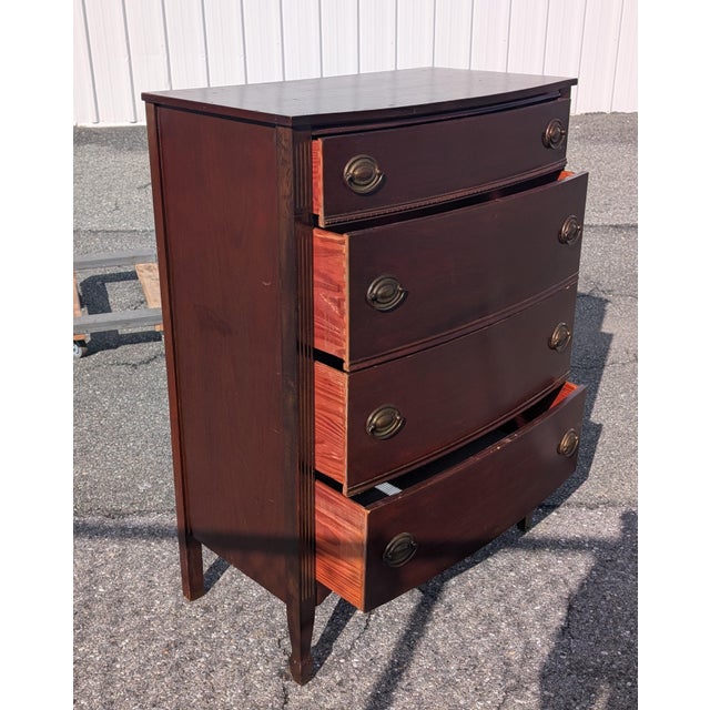 Vintage Mid 20th Century Federal Hepplewhite Style Mahogany Four Drawer Chest of Drawers For Sale In Washington DC - Image 6 of 10