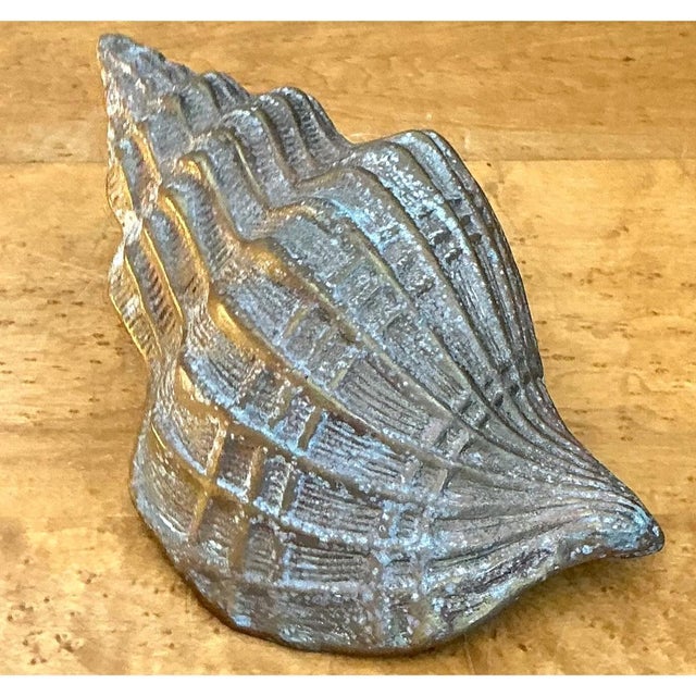 Vintage Patinated Brass Conch Shell For Sale - Image 12 of 12