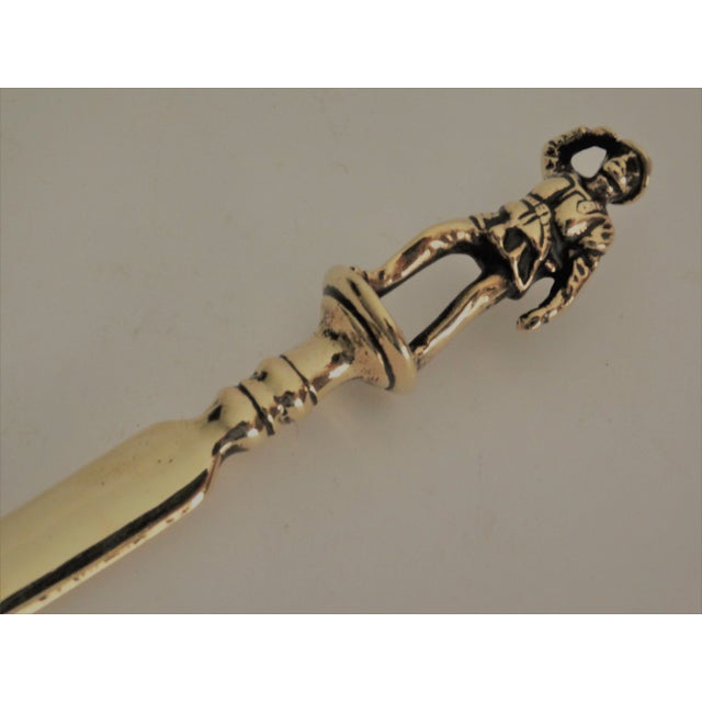 A circa 1930's fine quality English brass letter opener or paper knife in the shape of a soldier. We have not seen this...