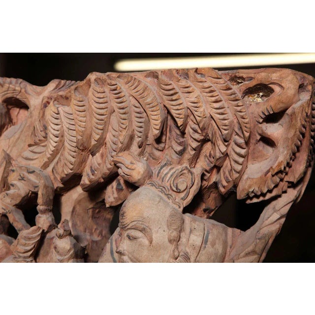 Wood Antique Qing Dynasty Hand-Carved Wood Temple Corbels, 19th Century - a Pair For Sale - Image 7 of 11