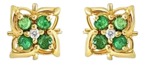 Emerald Stud Earrings .33cttw 14k Yellow Gold, 2 Pieces