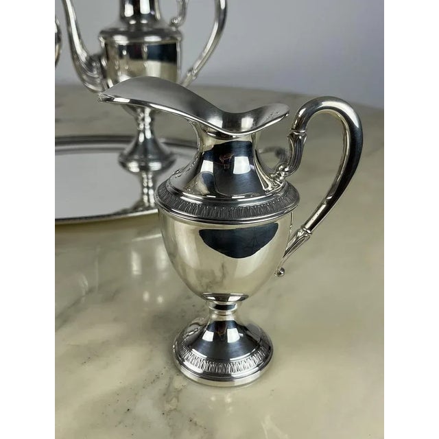 Metal Empire Style Silver Tea or Coffee Service, Italy, 1980s, Set of 5 For Sale - Image 7 of 12