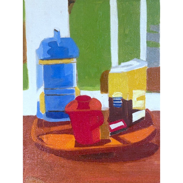 Mid 20th Century MCM “Interior: Still Life" by Phyllis Skolnick Hirschberg (1925–2011) Modernist Oil Painting For Sale - Image 5 of 12