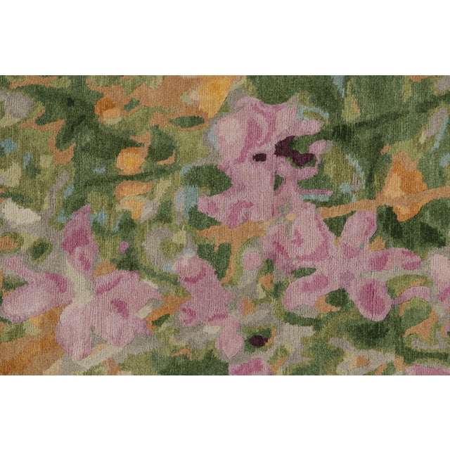 Rug & Kilim’s Abstract Rug in Green With Colorful Patterns “Wild Flowers Spring For Sale In New York - Image 6 of 7