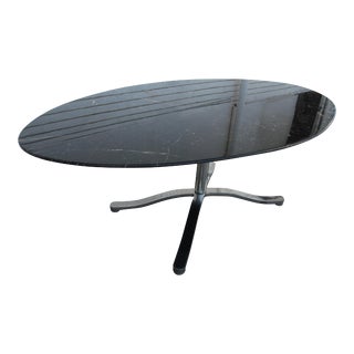 Nicos Zographos Black Marquina Marble & Stainless Steel Oval Dining Table For Sale