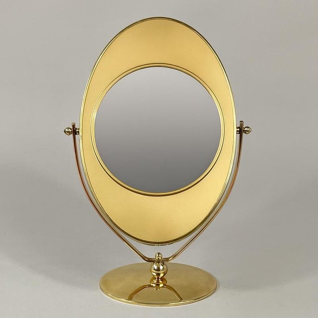 Metal Art Deco Double-Sided Brass Table Mirror, 1940s For Sale - Image 7 of 16