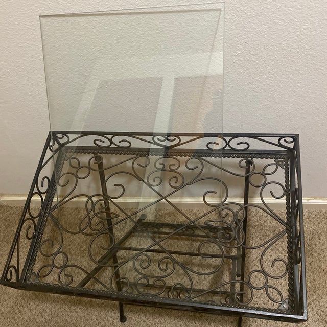 Late 20th Century Late 20th Century London House Glass and Iron Folding Side Table, Including Glass Table Top. For Sale - Image 5 of 7