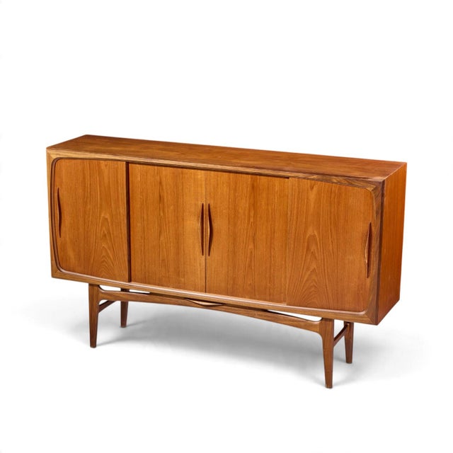 Kurt Østervig Style Mid Century Danish Sculptural Teak High Credenza For Sale - Image 11 of 12