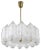Brass Chandelier with Textured Ice Glass attributed to J. T. Kalmar for Kalmar, Austria, 1950s For Sale